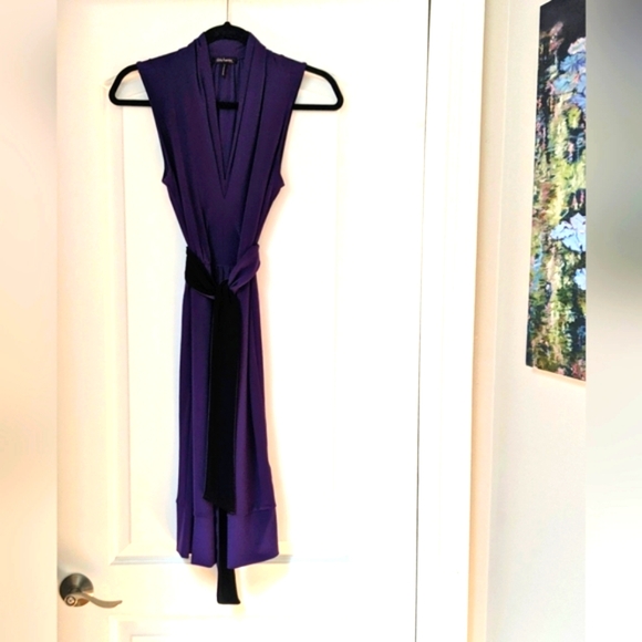 Daisy Fuentes Royal Purple Sleeveless Dress with removable tie sash, Size S - Picture 3 of 16